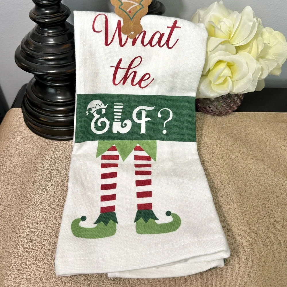 NWT Set of 2 What The Elf Kitchen Towels